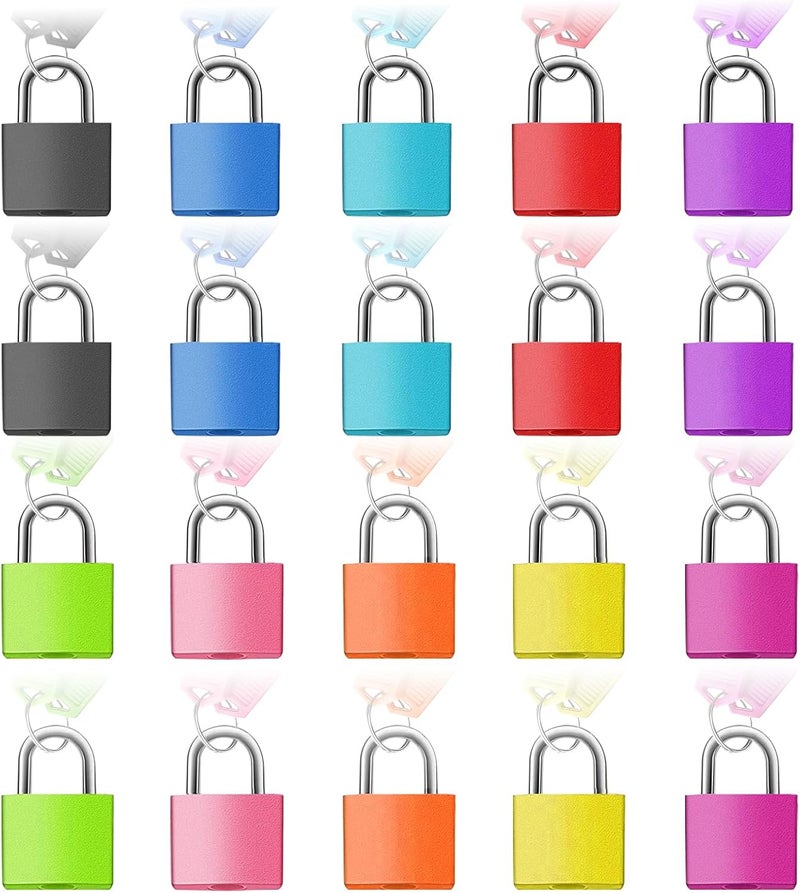 Fuaxat 20Pack Suitcase Locks with Keys, 23mm Small Luggage Padlocks Multicolor, Solid Brass Mini Padlocks for Suitcase, Luggage, Travel Bag, Backpack Zipper, Jewelry Box, Diary Books, Drawer, Toolbox - Image 1